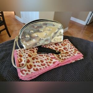 Noonday Collection Print Scarf + Tassel Keyring + Gold Zip Bag, Set of 3